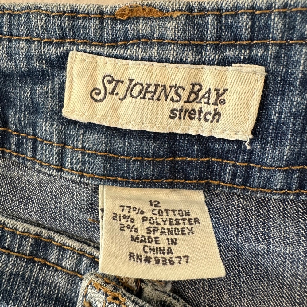 St. Johns Bay Blue Denim Cargo Skort Womens 12 Medium Wash Stretch Mini Skirt - Picture 2 of 6
